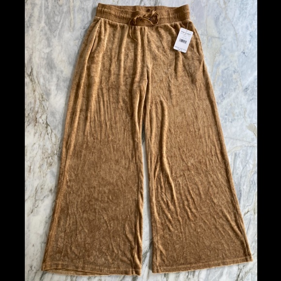 Free People Pants - FREE PEOPLE Wide Leg Velour Crushed Velvet Pants